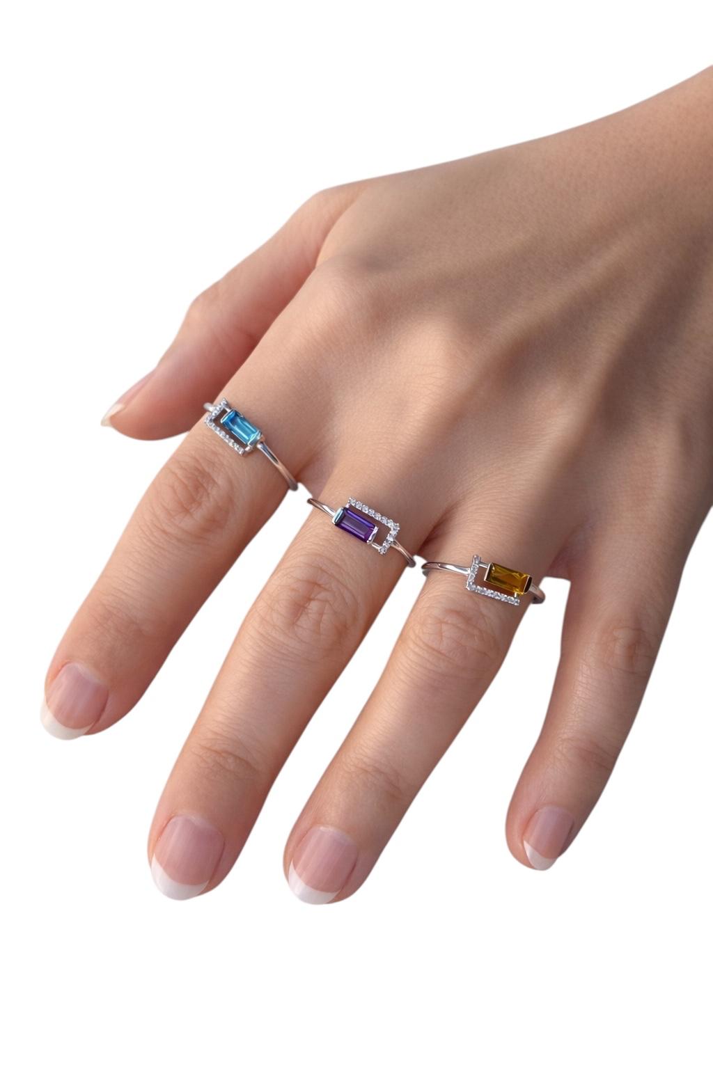 Blue Topaz Taşlı Yüzük