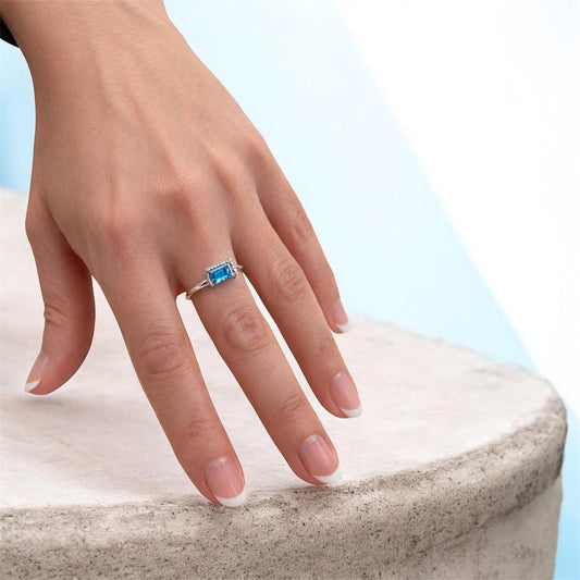 Blue Topaz Taşlı Yüzük